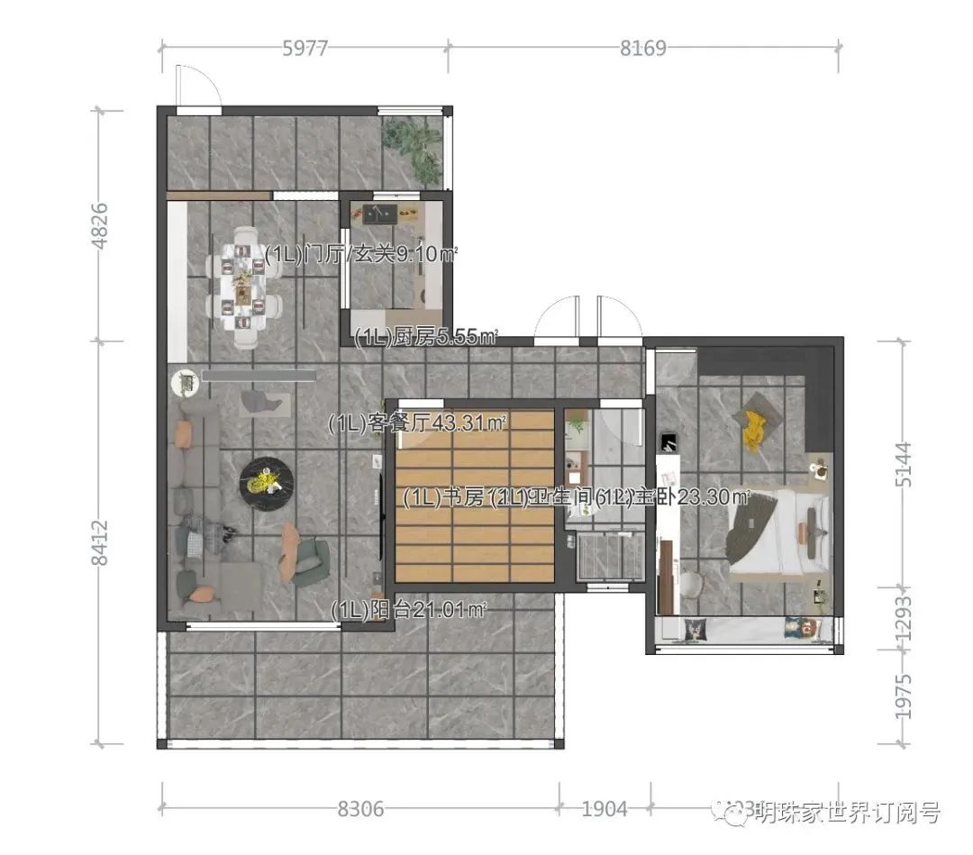 120㎡整体空间剖面图