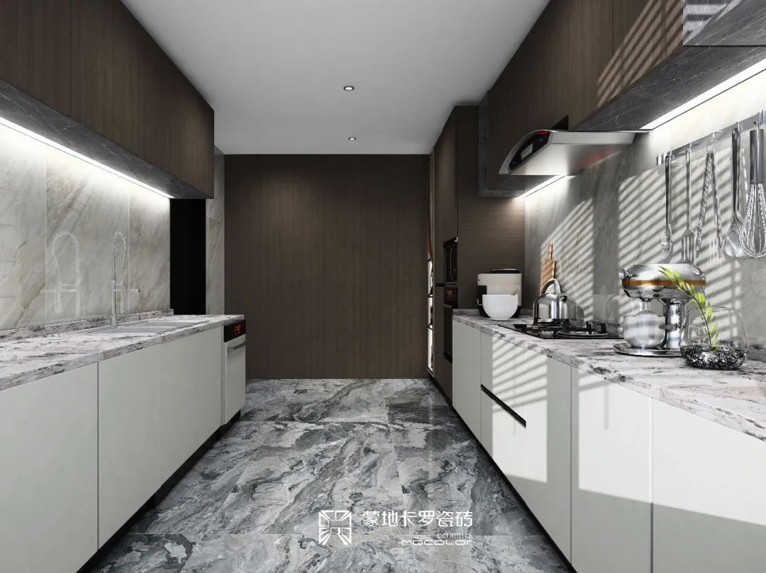 蒙地卡罗纯色瓷砖厨房装修效果图片
